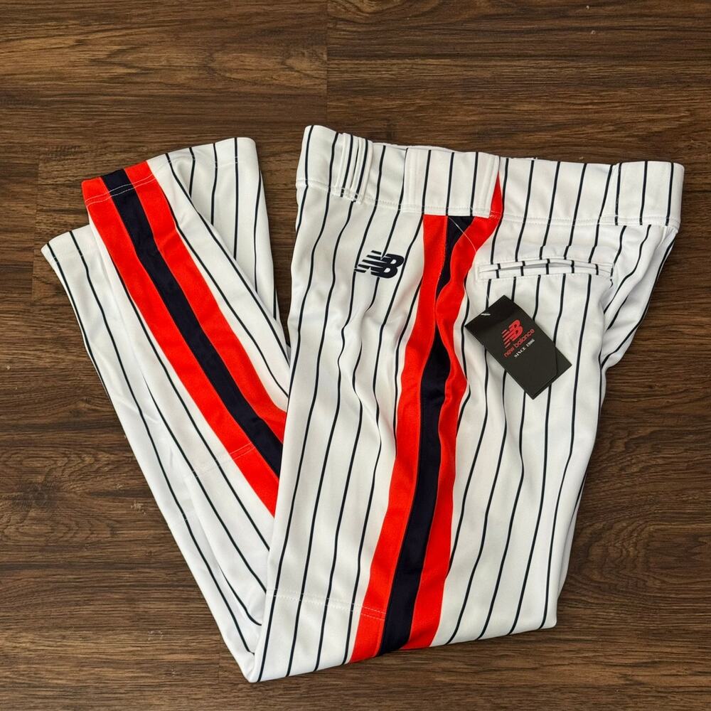 New Balance Pinstripe Baseball Pants M‎ – Red & Navy Stripe Trim NWT